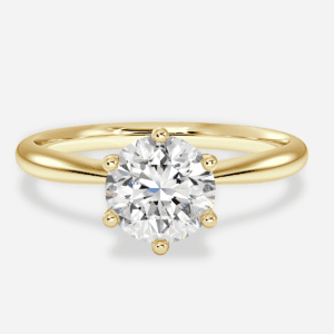 Classic round solitaire ring in plain yellow gold band